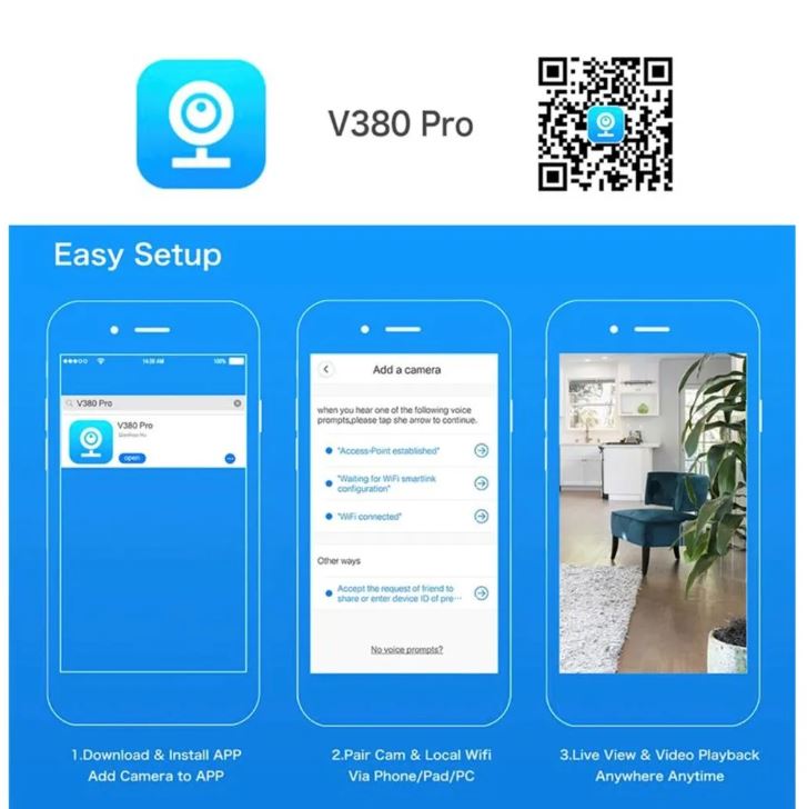 WIFI Outdoor Security Camera (V380 Pro App)