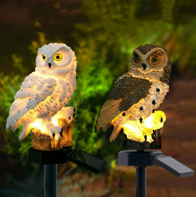 Owl Shape Light LED Solar Garden Light (White)