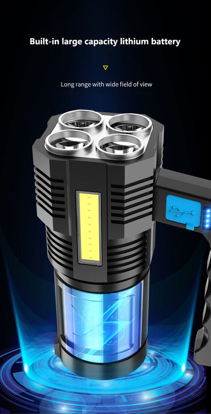 Super Bright 4 Core LED Flashlight with COB Side Light