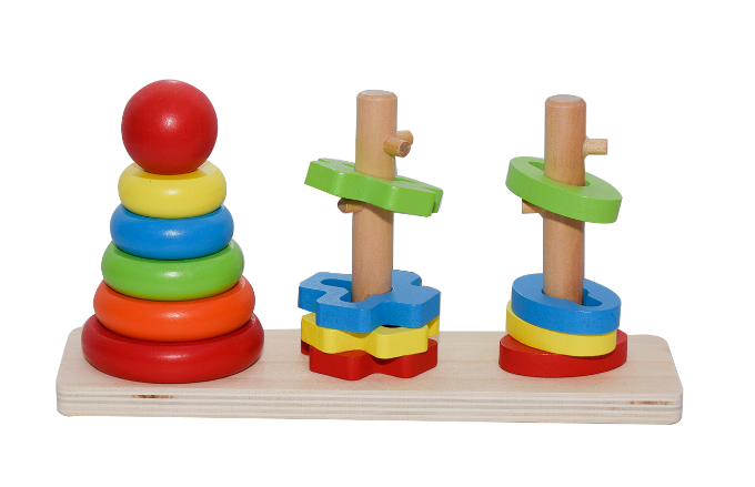 Rainbow Three Column Tower Wooden Educational Toy