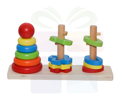 Rainbow Three Column Tower Wooden Educational Toy