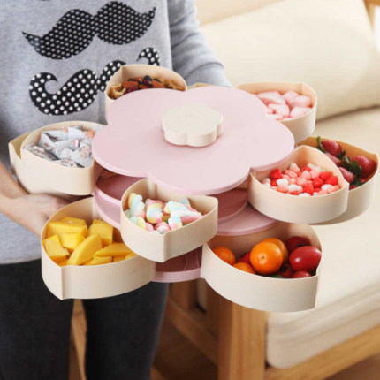 Flower Shape Rotating Snack Container (2 tier)